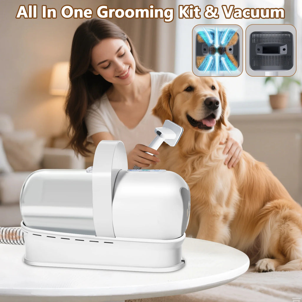 7-in-1 Pet Grooming Kit, Dog and Cat Vacuum, Blower, Multifunctional Hair Trimmer, Electric Pet Shaver, Pet-Specific Water Blower for Dogs and Cats