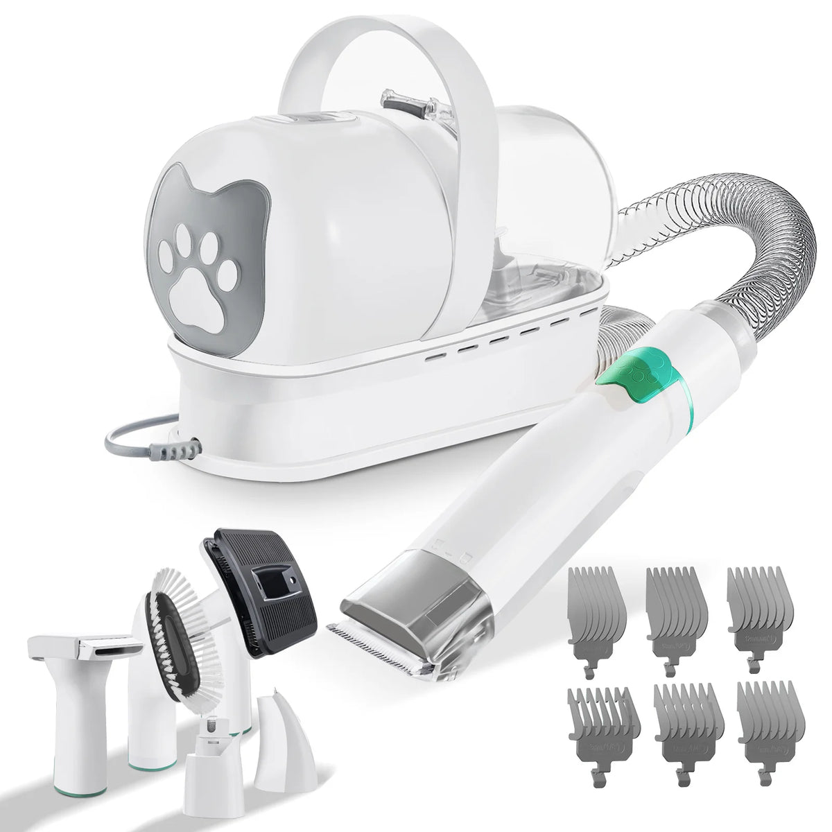 Kit de Cuidado para Mascotas 7 en 1, Aspiradora para Perros y Gatos, Soplador, Cortapelos Multifuncional, Afeitadora Eléctrica para Mascotas, Soplador de Agua Específico para Perros y Gatos