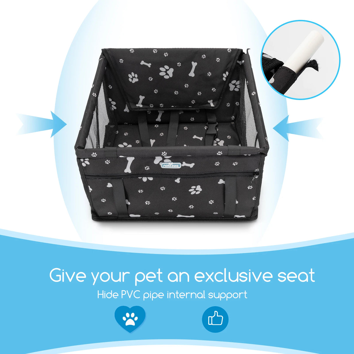 Nobleza - Refuerzo de Coche para Perros, Asiento del Coche de Seguridad para Mascotas Perro Gato Plegable Lavable Viaje Bolsas y Otra Mascota Pequeña con Cremallera Bolsillo, 40 * 34 * 25 cm