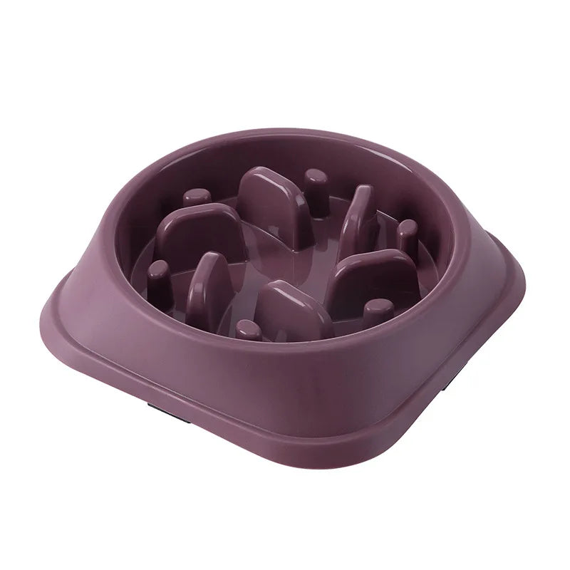 Cuenco de comida lenta para perros y gatos, ayuda para grasa, redondo saludable, antiasfixia, engrosado y antideslizante, formas de varios colores