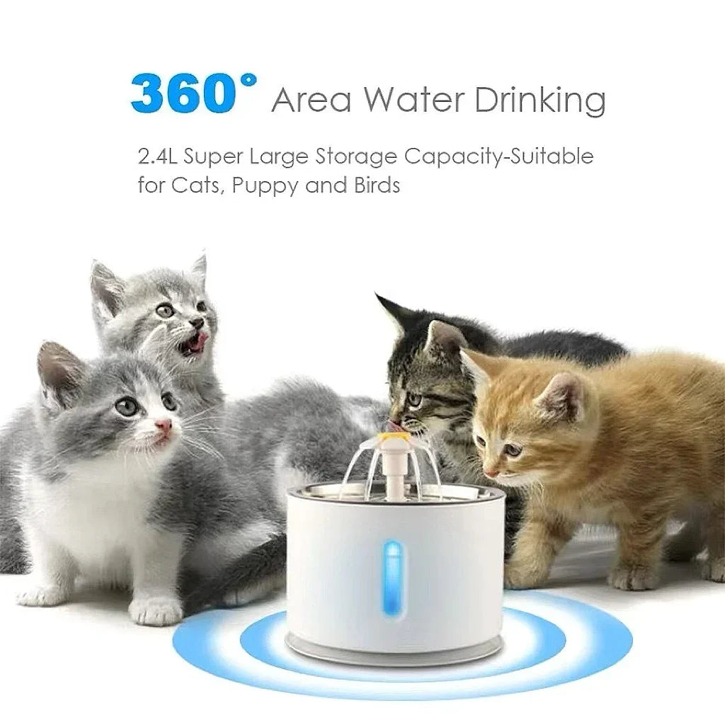 Fuente de Agua para Mascotas de Acero Inoxidable 3.2L con Bomba Silenciosa USB