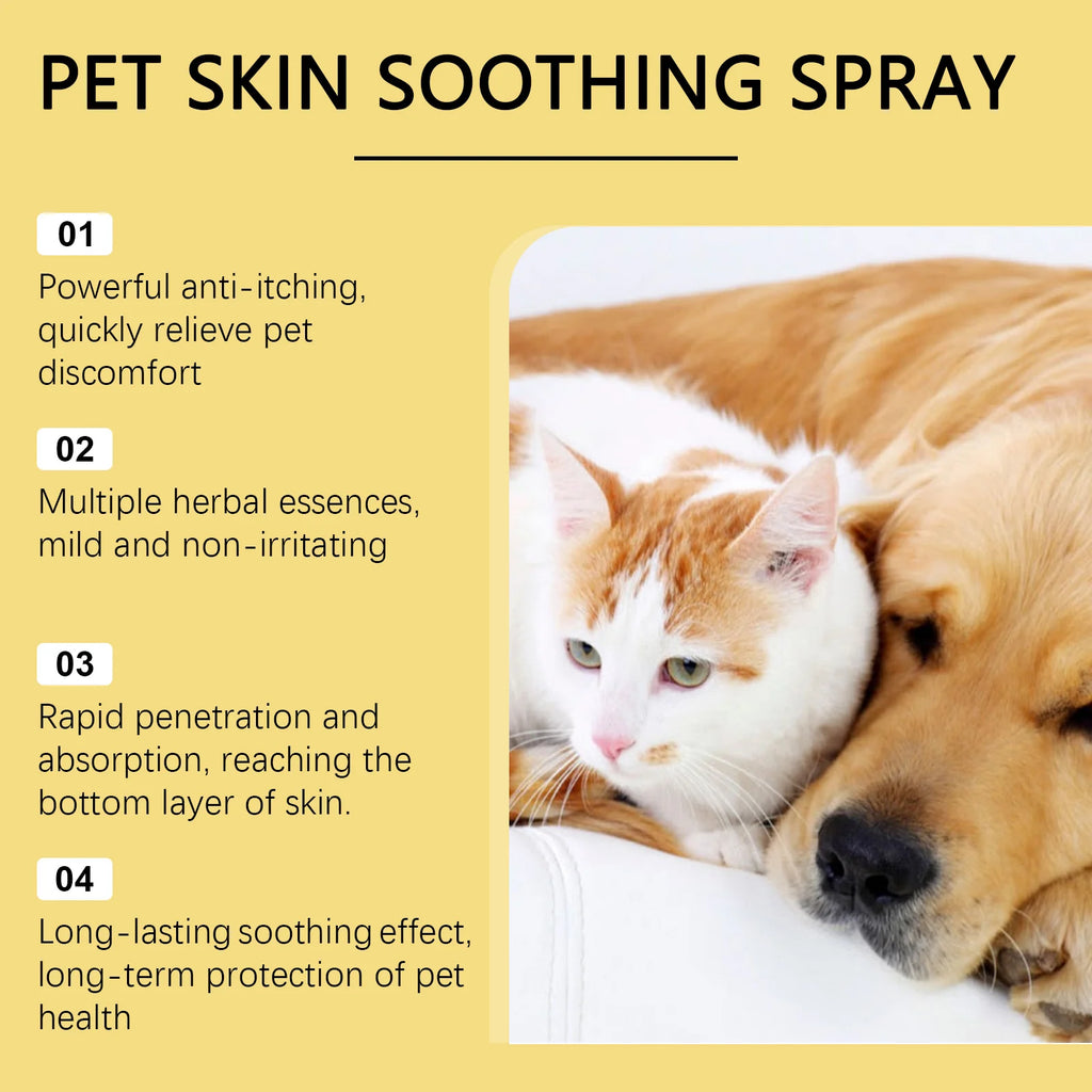 Spray para el cuidado de la piel de mascotas, alivia la molestia para perros, gatos, Control de piojos y pulgas, alivia el rasguño de la piel, lamer, Spray portátil para heridas de mascotas