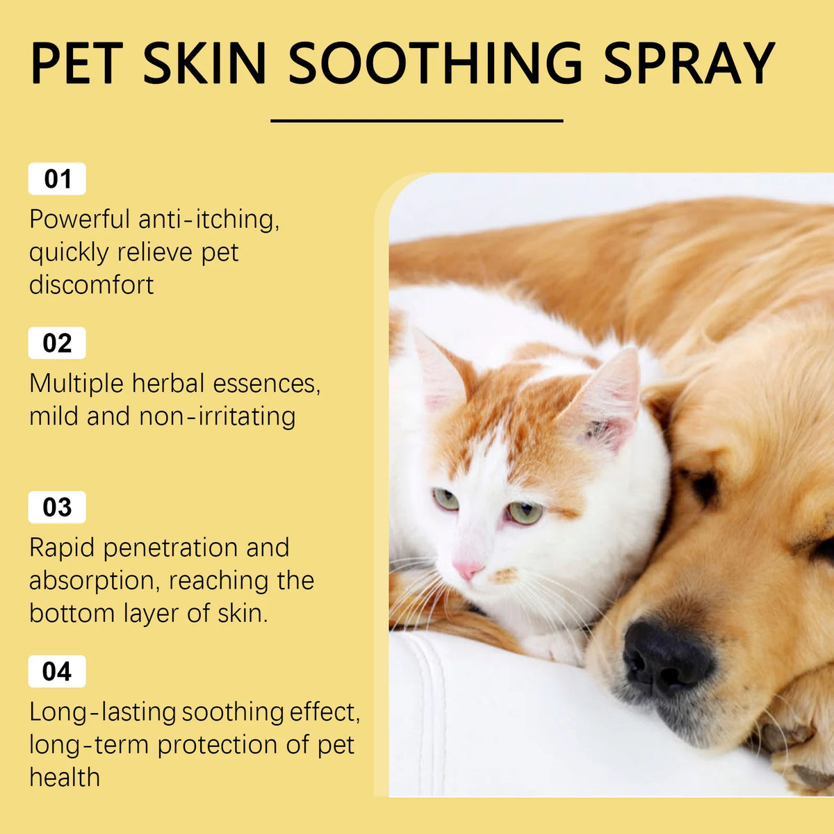 Spray para el cuidado de la piel de mascotas, alivia la molestia para perros, gatos, Control de piojos y pulgas, alivia el rasguño de la piel, lamer, Spray portátil para heridas de mascotas