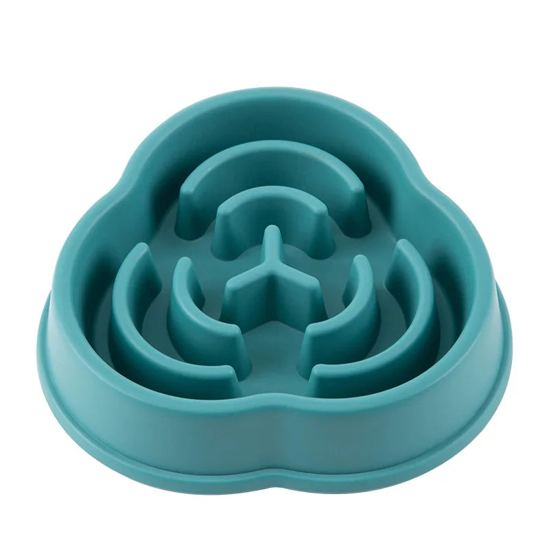 Cuenco de comida lenta para perros y gatos, ayuda para grasa, redondo saludable, antiasfixia, engrosado y antideslizante, formas de varios colores