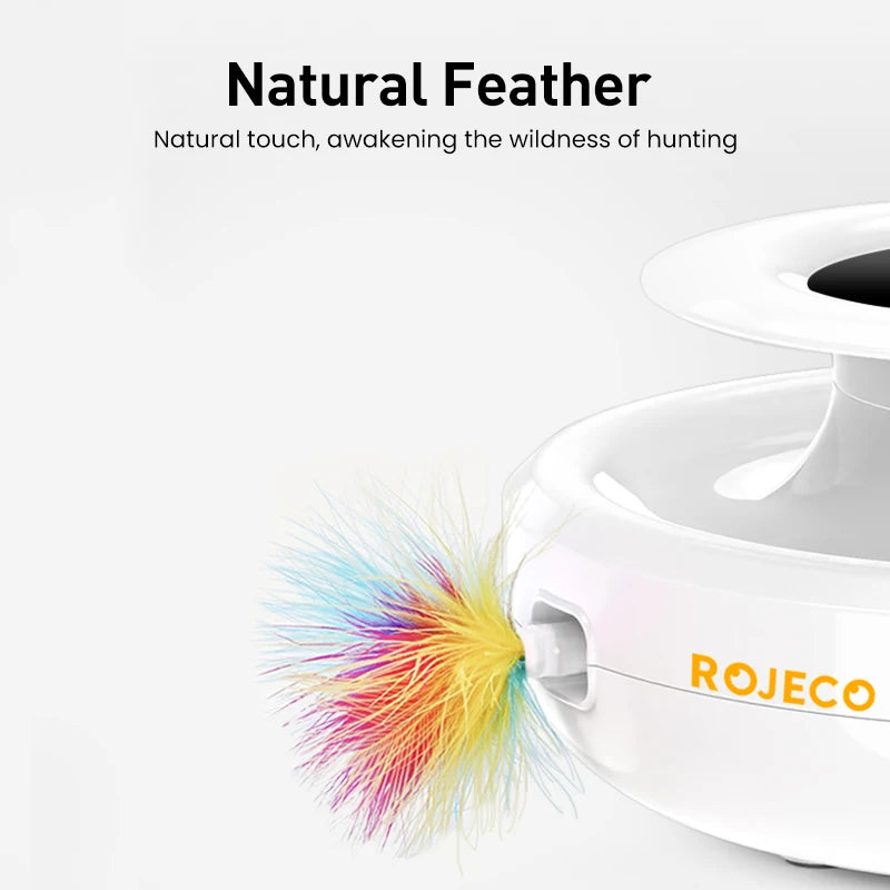ROJECO 2-in-1 intelligentes Katzenspielzeug, automatisches Federball-Spielzeug für Hunde und Katzen, 5 Modi, elektronisches interaktives Haustierspielzeug-Zubehör