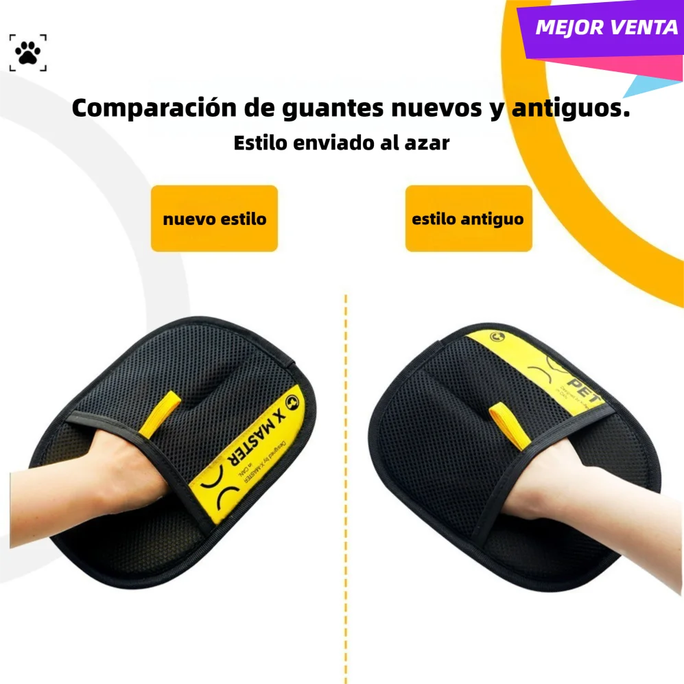 Guantes para quitar el pelo de mascotas electrostáticos para perros gatos, guantes de aseo lavables reutilizables con cepillo rodillo de pelusa 2 en 1 - Seguro No-T