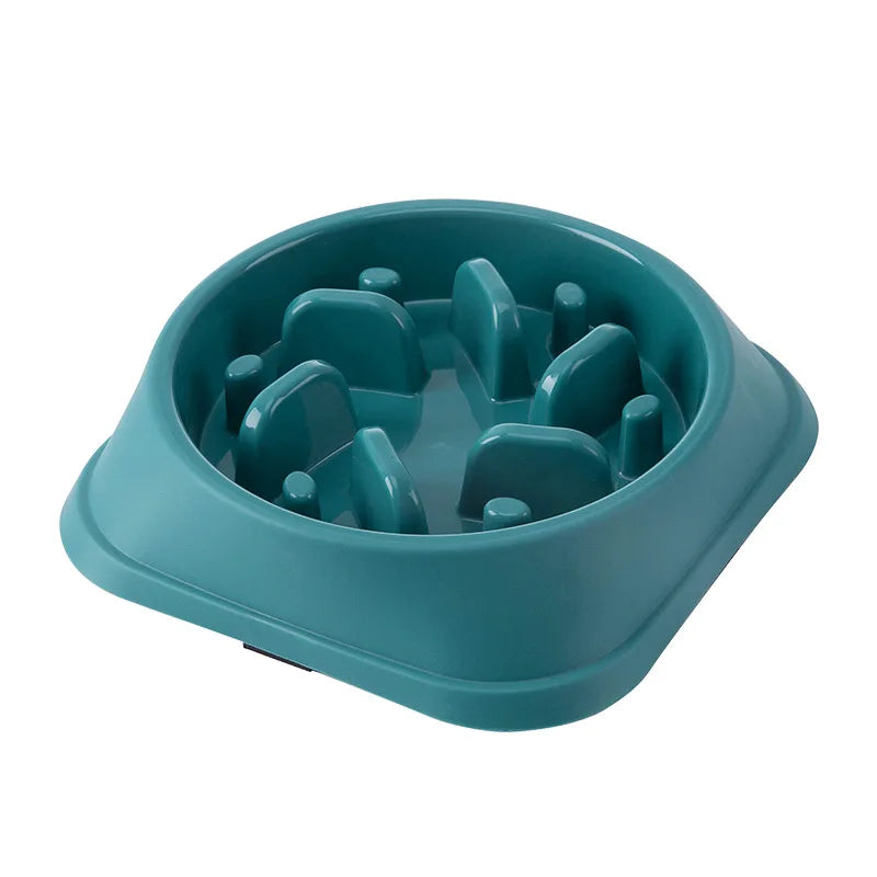 Cuenco de comida lenta para perros y gatos, ayuda para grasa, redondo saludable, antiasfixia, engrosado y antideslizante, formas de varios colores