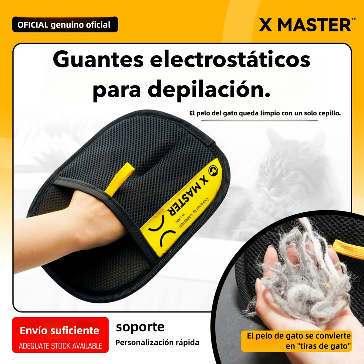Guantes para quitar el pelo de mascotas electrostáticos para perros gatos, guantes de aseo lavables reutilizables con cepillo rodillo de pelusa 2 en 1 - Seguro No-T