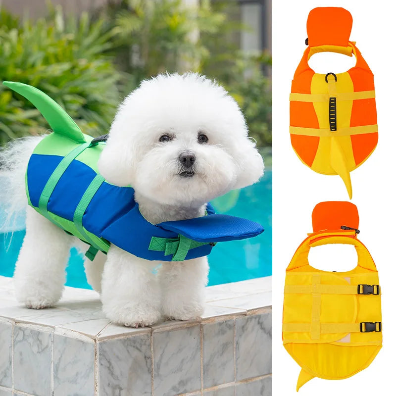 Chaleco salvavidas para perros, chaleco de seguridad ajustable para nadar en piscina, surfear, flotar, ropa para perros, chaleco de rescate con cola.