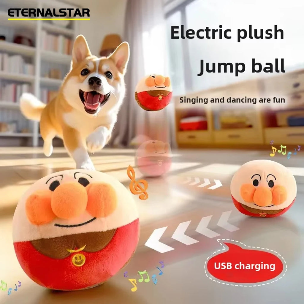 Nuevos juguetes para perros, rompecabezas interactivo, pelota eléctrica de peluche para saltar, payaso recargable por USB, juguete de entrenamiento para perros de dibujos animados, producto para mascotas