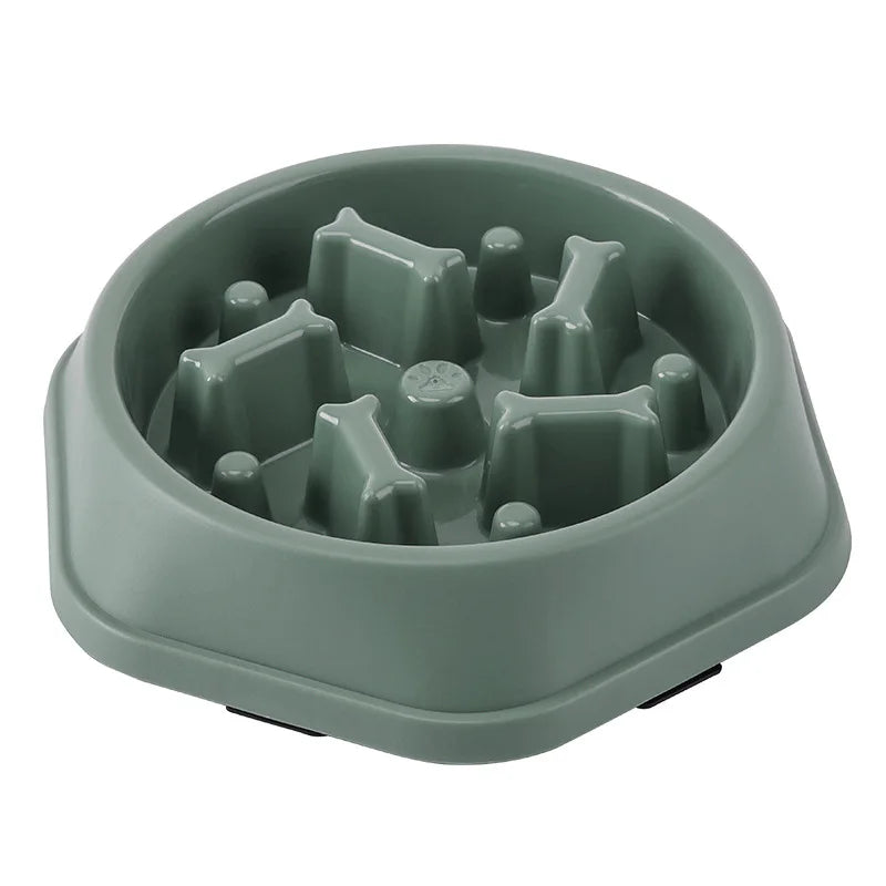 Cuenco de comida lenta para perros y gatos, ayuda para grasa, redondo saludable, antiasfixia, engrosado y antideslizante, formas de varios colores