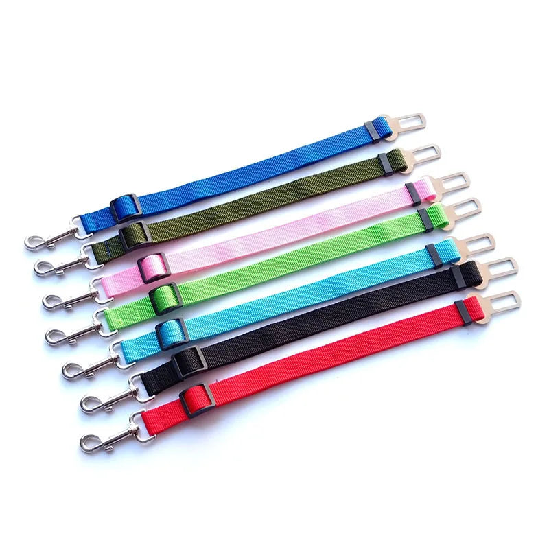 Accesorios ajustables para perros, cinturón de seguridad de coche para perros y gatos, asiento para mascotas, arnés para perros, Clip de plomo, palanca de seguridad, collares de tracción para perros