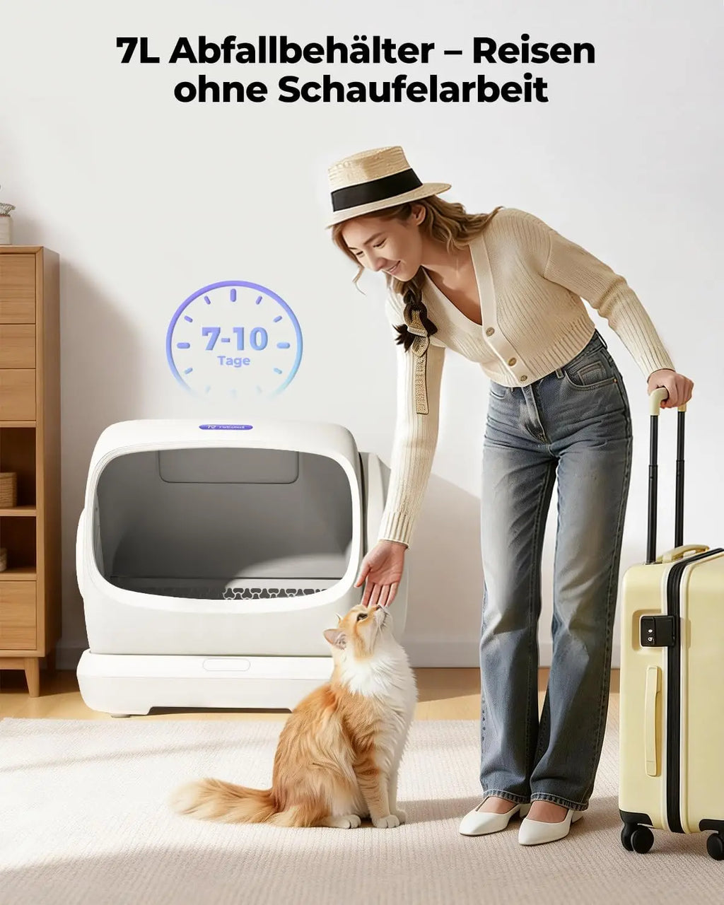 Caja de Arena Inteligente UBPET C42 / Extra Grande con Capacidad de 106L, Caja de Arena para Gatos Eléctrica Semicerrada con Autolimpieza, Control de Olores, Diseño Patentado Anti-Pinch, Control Inteligente, Apta para Hogar