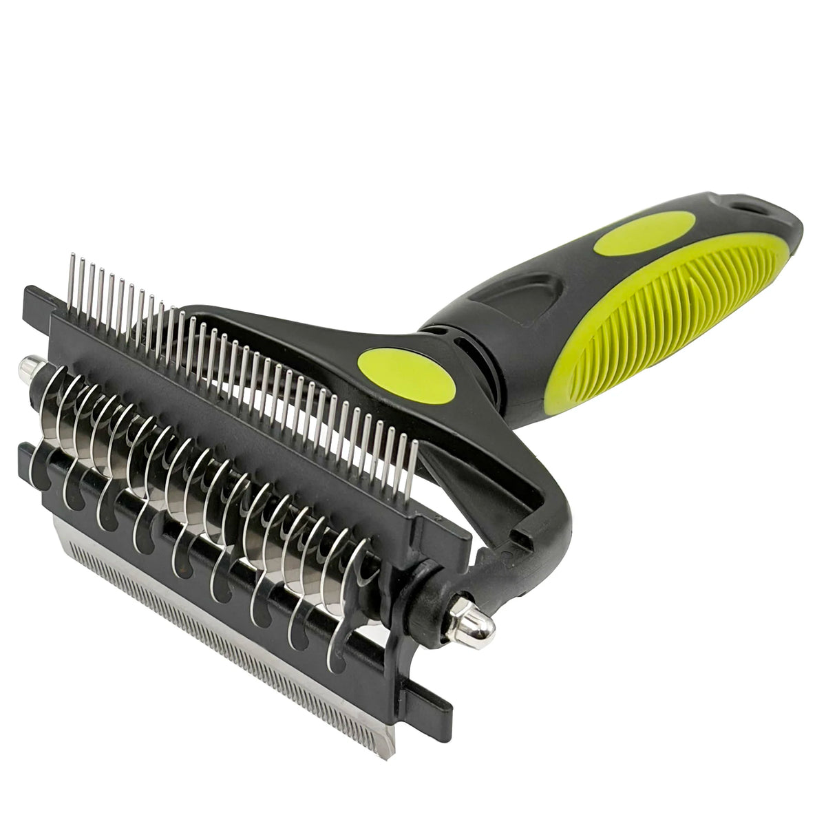 Cepillo 3 en 1 para el cuidado de mascotas, removedor de pelo de perro, peine de doble cara para eliminar el pelo suelto con dientes de acero inoxidable, cortador de nudos de pelo
