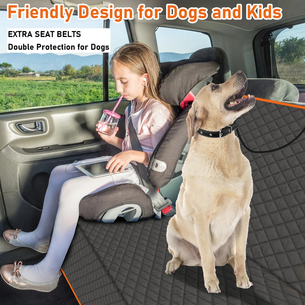 Funda Protectora para Asiento de Coche para Mascotas HoldPeak T0A66, Hamaca Impermeable para Perros, para SUV, Sedán, Camioneta, Antideslizante, Resistente a Arañazos, Accesorios de Viaje para Mascotas