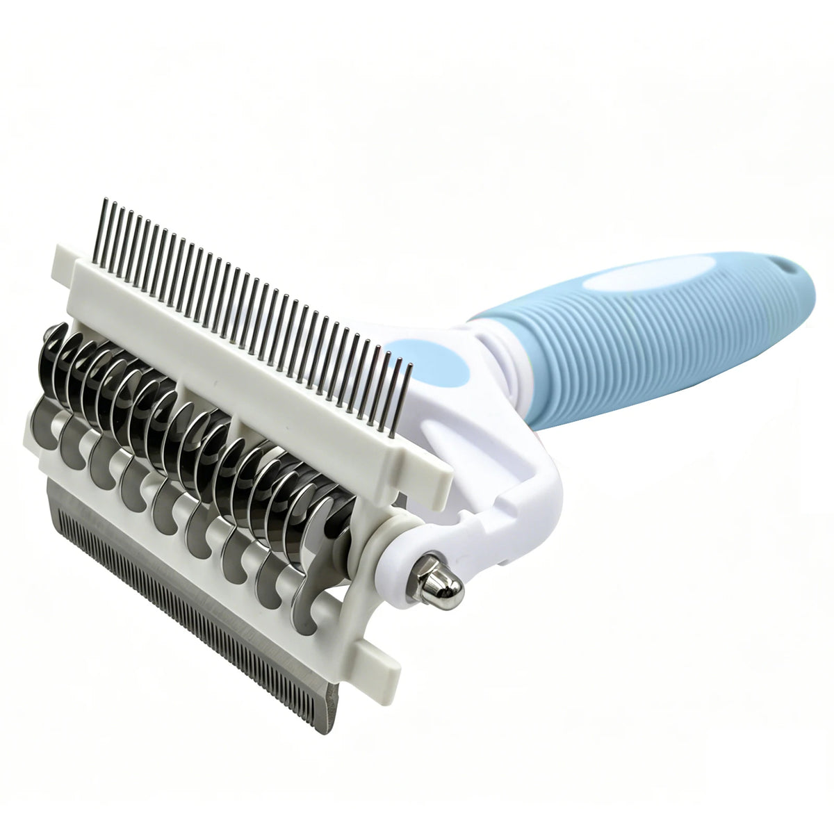 Cepillo 3 en 1 para el cuidado de mascotas, removedor de pelo de perro, peine de doble cara para eliminar el pelo suelto con dientes de acero inoxidable, cortador de nudos de pelo