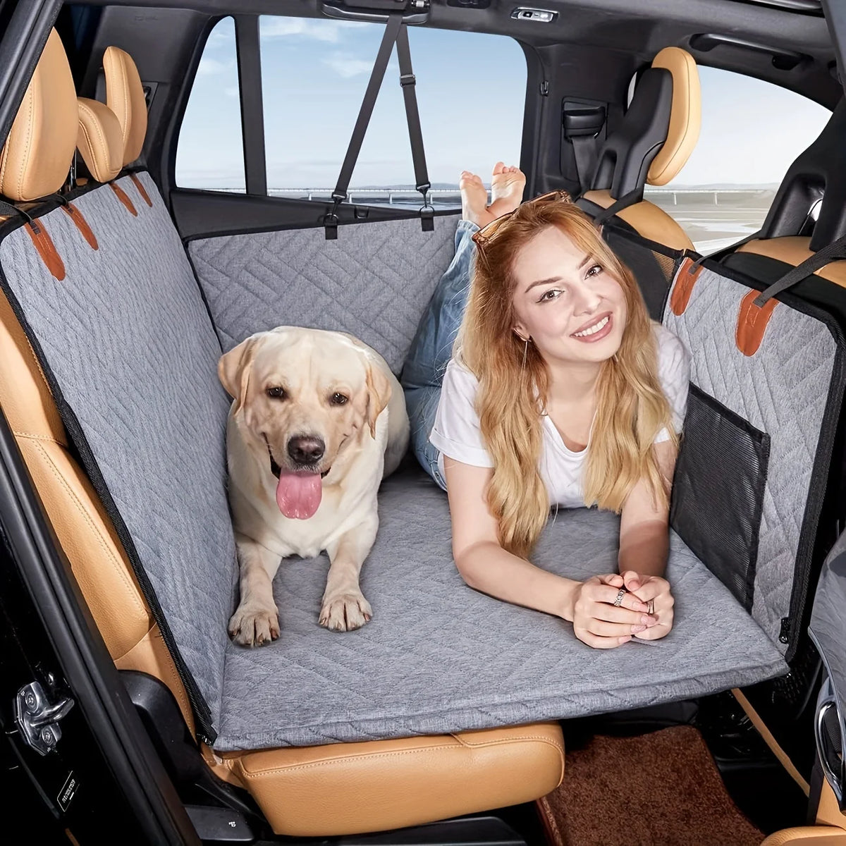 Funda de Asiento para Perros, Funda de Asiento para Mascotas, Impermeable, Tipo Hamaca, Resistente a Arañazos, Antideslizante, Duradera y Suave para el Asiento Trasero del Coche.