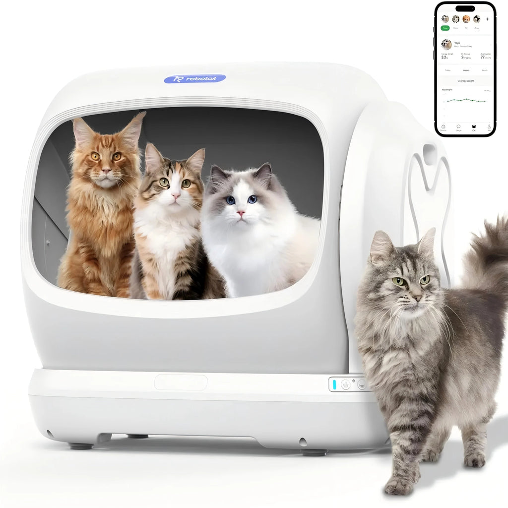Caja de Arena Inteligente UBPET C42 / Extra Grande con Capacidad de 106L, Caja de Arena para Gatos Eléctrica Semicerrada con Autolimpieza, Control de Olores, Diseño Patentado Anti-Pinch, Control Inteligente, Apta para Hogar