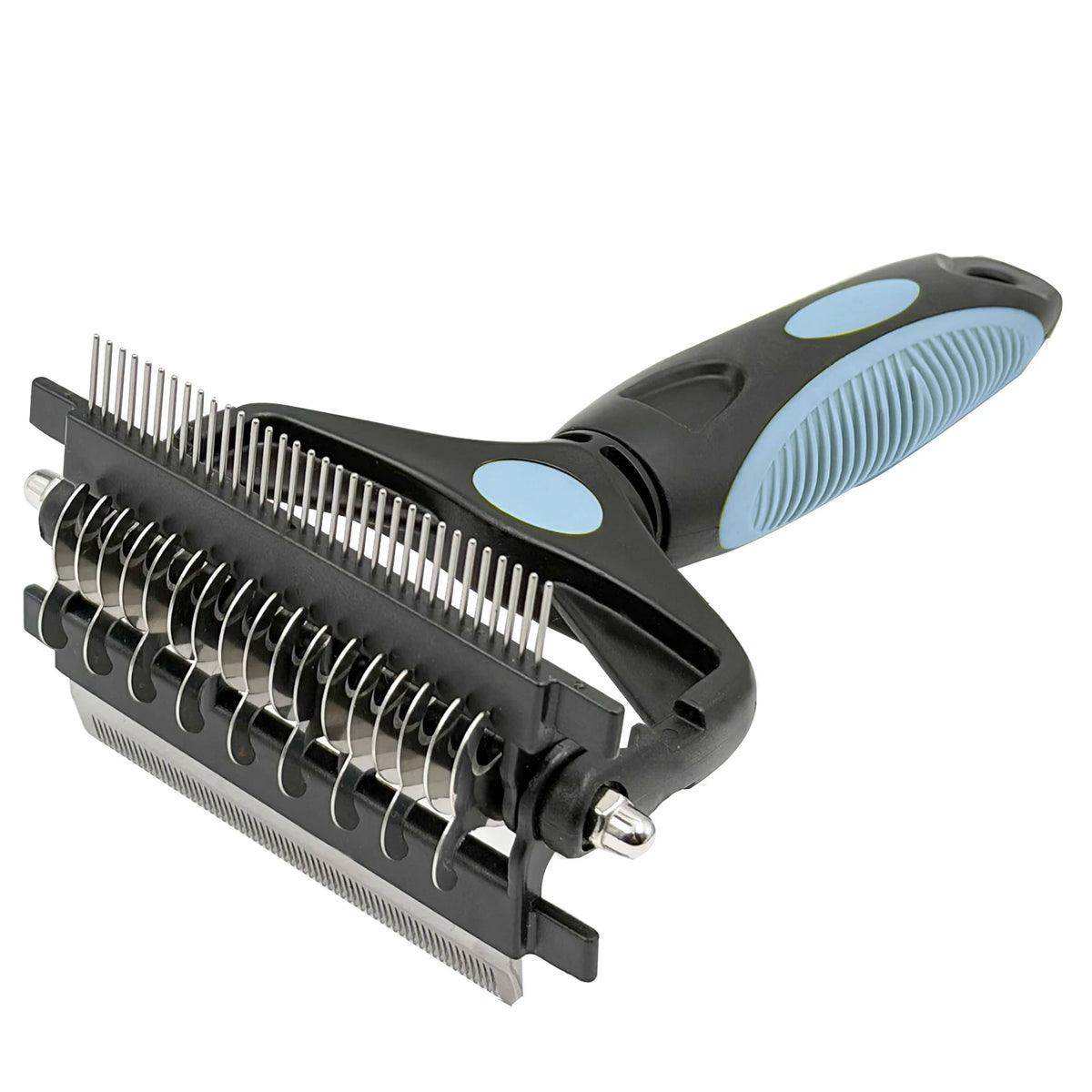 Cepillo 3 en 1 para el cuidado de mascotas, removedor de pelo de perro, peine de doble cara para eliminar el pelo suelto con dientes de acero inoxidable, cortador de nudos de pelo