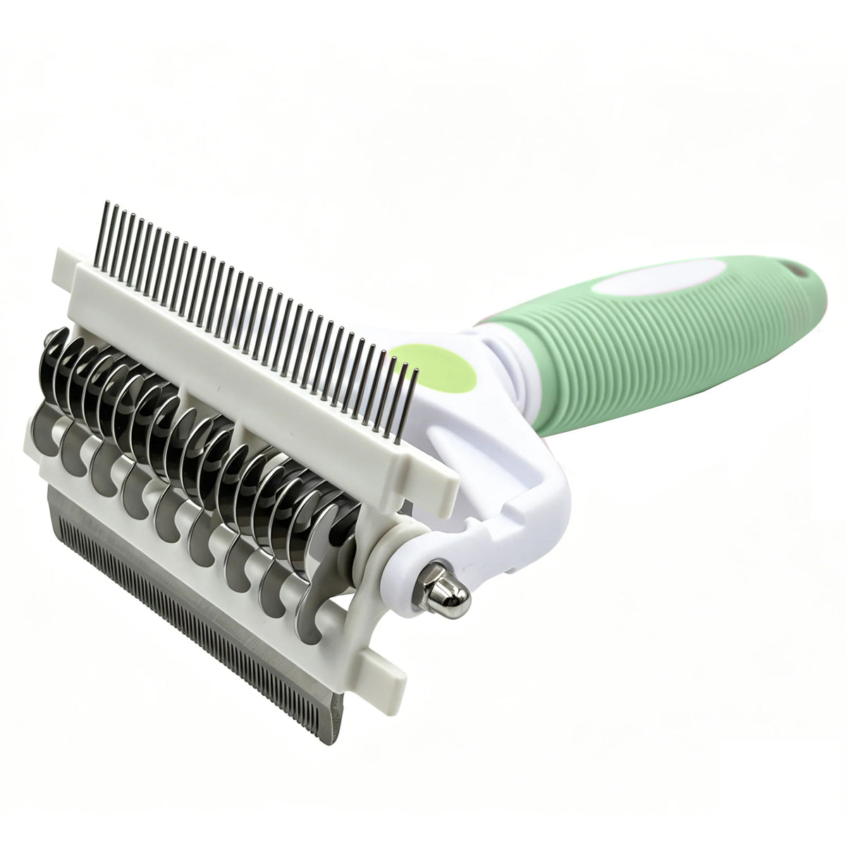 Cepillo 3 en 1 para el cuidado de mascotas, removedor de pelo de perro, peine de doble cara para eliminar el pelo suelto con dientes de acero inoxidable, cortador de nudos de pelo