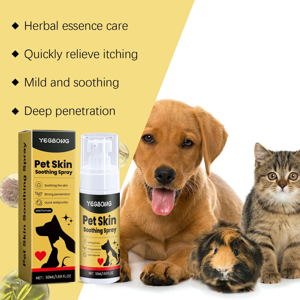 Spray para el cuidado de la piel de mascotas, alivia la molestia para perros, gatos, Control de piojos y pulgas, alivia el rasguño de la piel, lamer, Spray portátil para heridas de mascotas