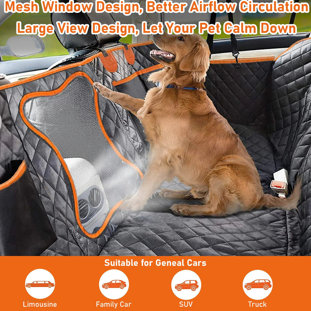 HoldPeak T0A66 Pet Car Seat Cover, Waterproof Dog Hammock, for SUV, Sedan, Truck, Non-Slip, Scratch-Resistant, Pet Travel Accessories