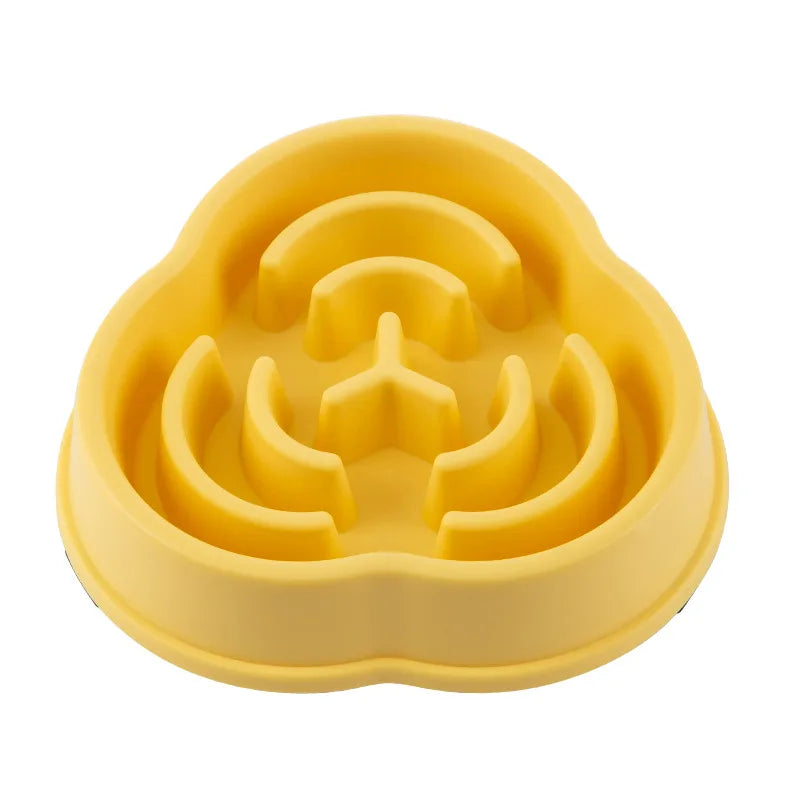 Cuenco de comida lenta para perros y gatos, ayuda para grasa, redondo saludable, antiasfixia, engrosado y antideslizante, formas de varios colores