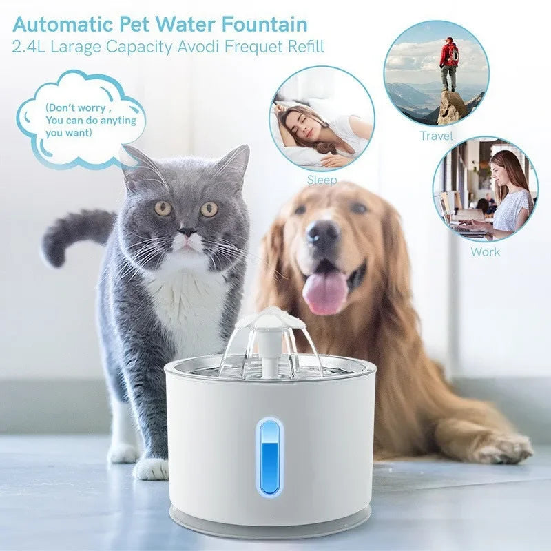 Fuente de Agua para Mascotas de Acero Inoxidable 3.2L con Bomba Silenciosa USB
