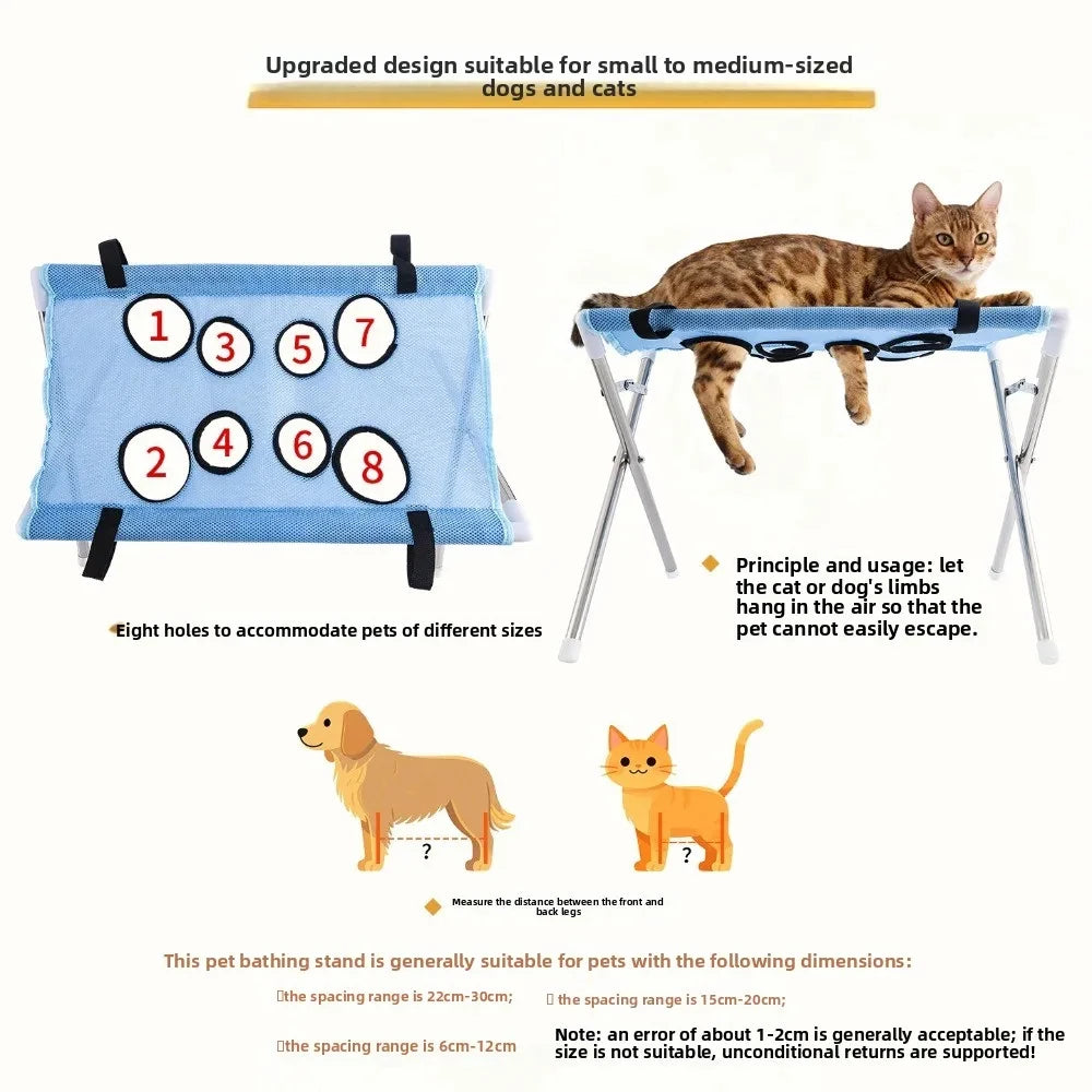 Foldable and Adjustable Pet Bathing and Grooming Support, Mesh Hammock for Washing and Drying Dogs and Cats