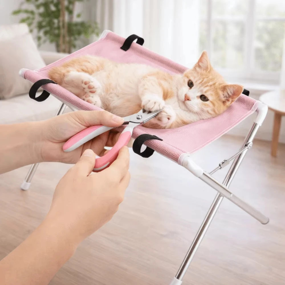 Foldable and Adjustable Pet Bathing and Grooming Support, Mesh Hammock for Washing and Drying Dogs and Cats