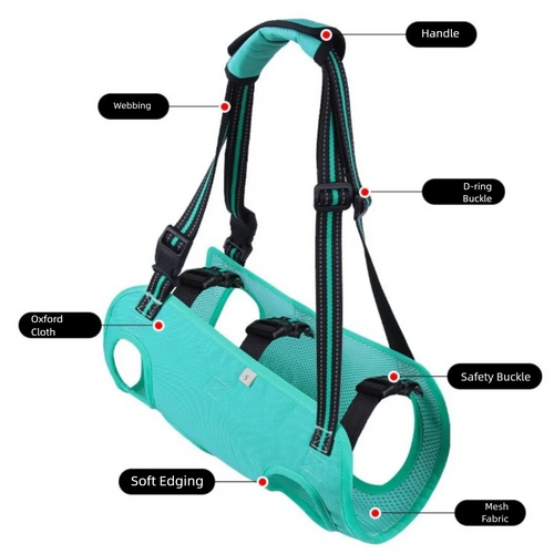 Arnés de elevación para perros con correa ajustable, portátil, con asa gruesa, tipo bandolera, forro suave, soporte para patas, chaleco elevador para mascotas mayores