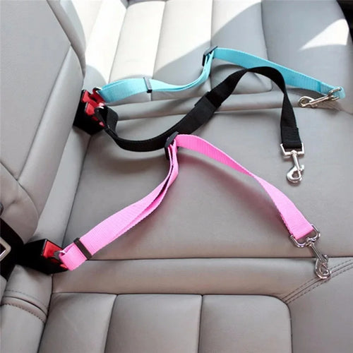 Accesorios ajustables para perros, cinturón de seguridad de coche para perros y gatos, asiento para mascotas, arnés para perros, Clip de plomo, palanca de seguridad, collares de tracción para perros