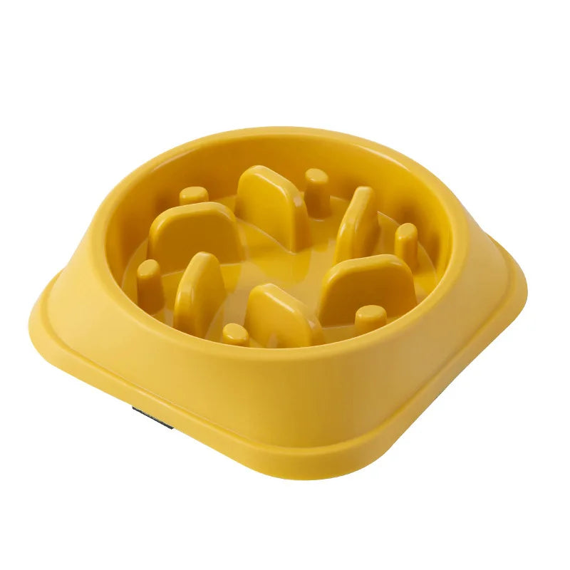 Cuenco de comida lenta para perros y gatos, ayuda para grasa, redondo saludable, antiasfixia, engrosado y antideslizante, formas de varios colores