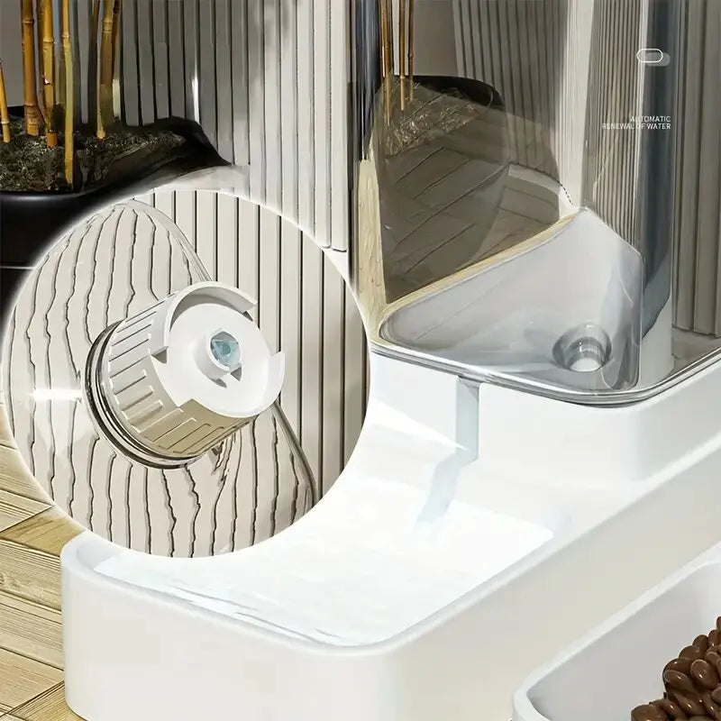 1 Stk./2 Stk. Futterautomat für Hunde/Wasserspender, Set aus Schwerkraft-Wasserspender und Futterautomat aus Kunststoff für Hunde