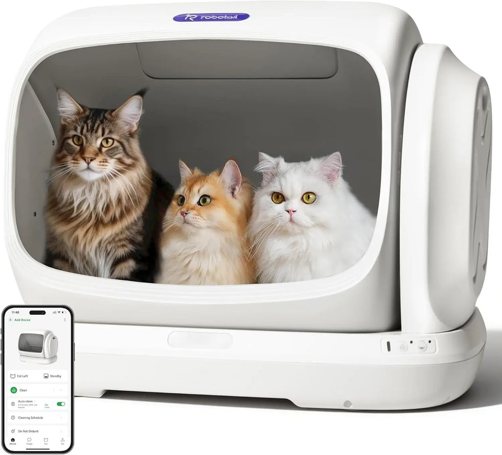 Caja de Arena Inteligente UBPET C42 / Extra Grande con Capacidad de 106L, Caja de Arena para Gatos Eléctrica Semicerrada con Autolimpieza, Control de Olores, Diseño Patentado Anti-Pinch, Control Inteligente, Apta para Hogar