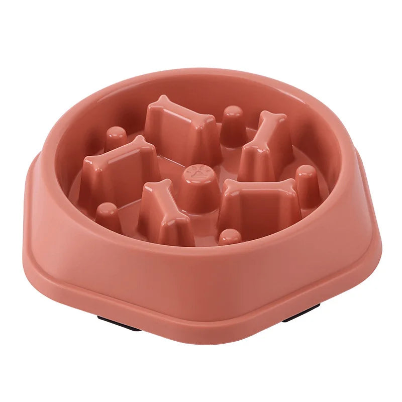 Cuenco de comida lenta para perros y gatos, ayuda para grasa, redondo saludable, antiasfixia, engrosado y antideslizante, formas de varios colores