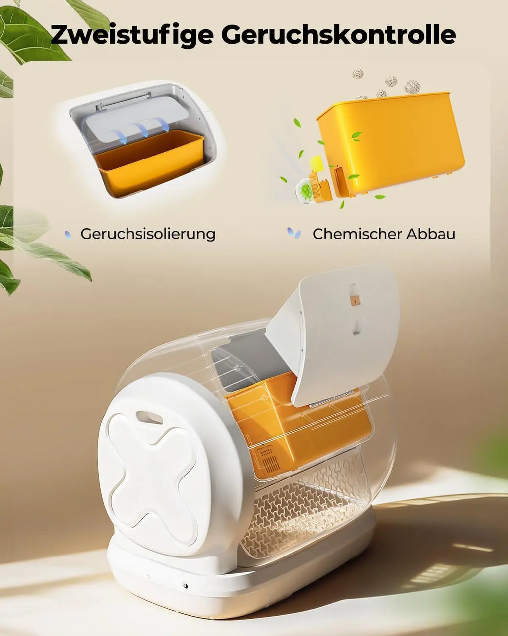 Caja de Arena Inteligente UBPET C42 / Extra Grande con Capacidad de 106L, Caja de Arena para Gatos Eléctrica Semicerrada con Autolimpieza, Control de Olores, Diseño Patentado Anti-Pinch, Control Inteligente, Apta para Hogar