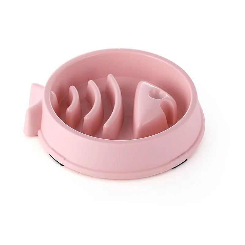 Cuenco de comida lenta para perros y gatos, ayuda para grasa, redondo saludable, antiasfixia, engrosado y antideslizante, formas de varios colores