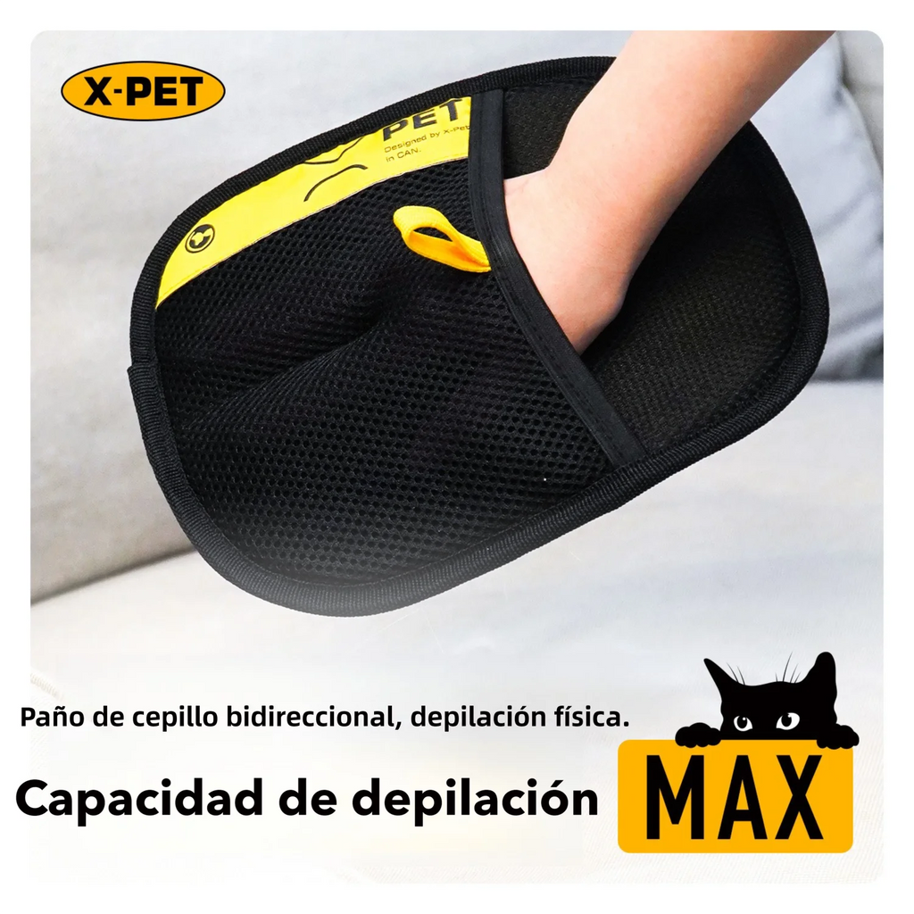Electrostatic pet hair remover gloves for dogs and cats, washable and reusable grooming gloves with 2-in-1 lint roller brush - Safe Non-T