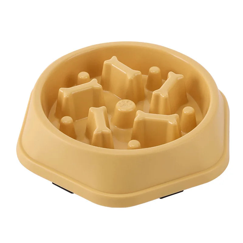 Cuenco de comida lenta para perros y gatos, ayuda para grasa, redondo saludable, antiasfixia, engrosado y antideslizante, formas de varios colores