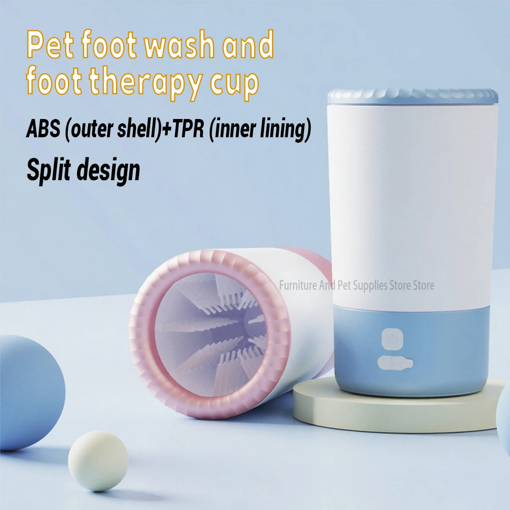 Lavadora de pies para mascotas, limpiador eléctrico de patas para mascotas, limpiador rápido automático para perros, taza para pies impermeable portátil de poco ruido