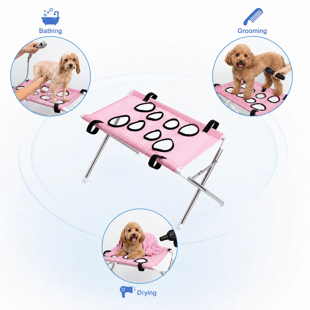 Foldable and Adjustable Pet Bathing and Grooming Support, Mesh Hammock for Washing and Drying Dogs and Cats