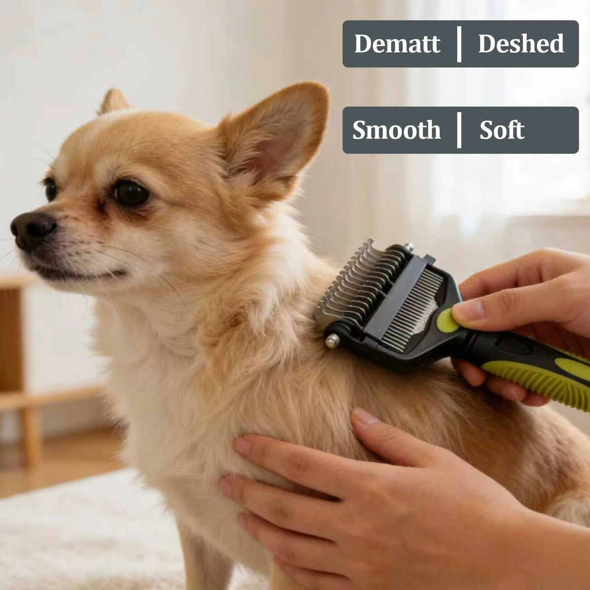 Cepillo 3 en 1 para el cuidado de mascotas, removedor de pelo de perro, peine de doble cara para eliminar el pelo suelto con dientes de acero inoxidable, cortador de nudos de pelo