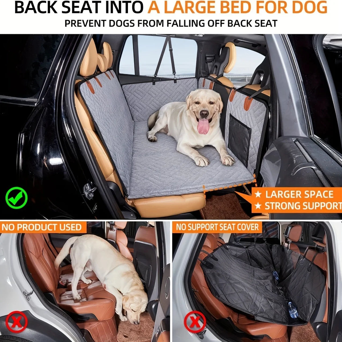 Funda de Asiento para Perros, Funda de Asiento para Mascotas, Impermeable, Tipo Hamaca, Resistente a Arañazos, Antideslizante, Duradera y Suave para el Asiento Trasero del Coche.
