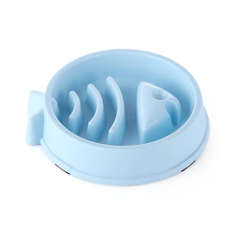 Cuenco de comida lenta para perros y gatos, ayuda para grasa, redondo saludable, antiasfixia, engrosado y antideslizante, formas de varios colores
