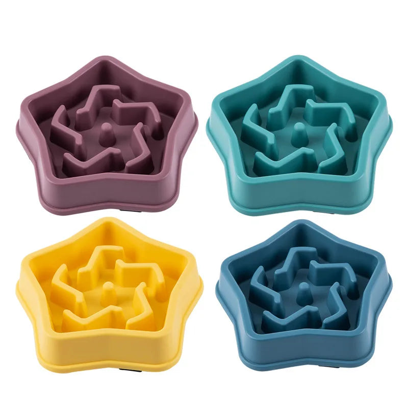 Cuenco de comida lenta para perros y gatos, ayuda para grasa, redondo saludable, antiasfixia, engrosado y antideslizante, formas de varios colores